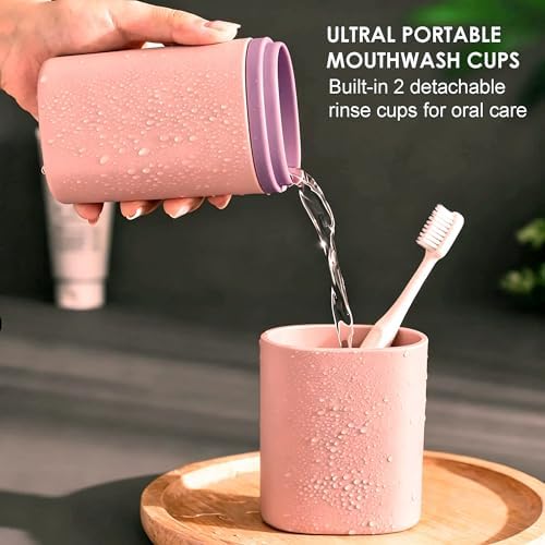 Travel Toothbrush Case - 2 in 1 Portable Travel Toothbrush Holder with Mouthwash Cup, Dustproof Toothbrush and Toothpaste Case for Traveling Camping Business Trip Dorm Bathroom - Image 2