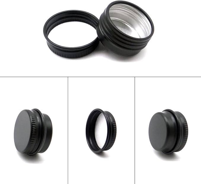 30 pack 5 ml Black Lip Balm Tin Cans, 5g Mini Aluminum Makeup Sample Containers with Screw Lid, Empty Metal Tins Pot Storage Travel Jars for Cosmetic, Cream, Candle, Tea, 5 Gram Small Tins