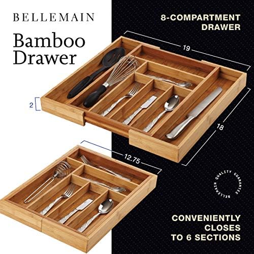 Bellemain Bamboo Kitchen Drawer Organizer, Expandable 8-Slot Tray - Image 2