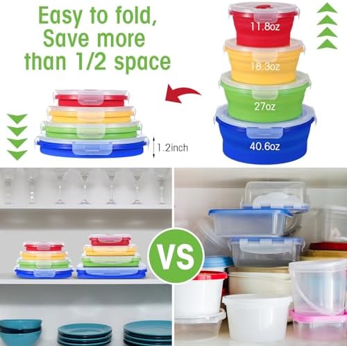 Yaomiao 16 Pack Collapsible Food Storage Container with Lid,Bright Colors - Image 5