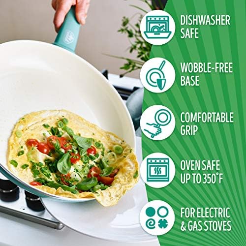 GreenLife Soft Grip Healthy Ceramic Nonstick 12 Piece Cookware Pots and Pans Set, PFAS-Free, Dishwasher Safe, Turquoise - Image 5