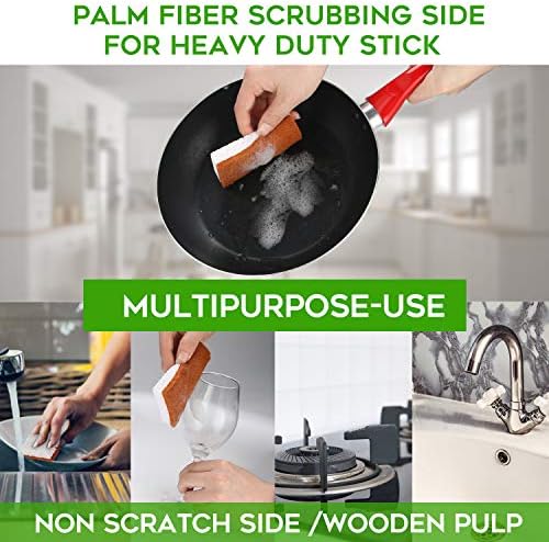 Natural Plant Based Scrub Sponge 12 Pack, Palm Fiber Scrubbing Sponge with Non Scratch Biodegradable Compostable Sponges,Long Lasting No Smell Dishwashing Kitchen Scrubber - Image 4