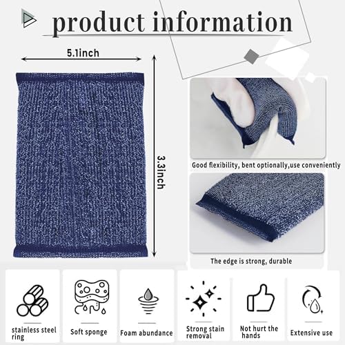 Steel Wool Scrubber Kitchen Sponges - 6 Pack Kitchen Dish Sponges Scrubbers, Non-Scratch Microfiber sponges for Cleaning, Pots and Pans Scrub Sponge - Image 2