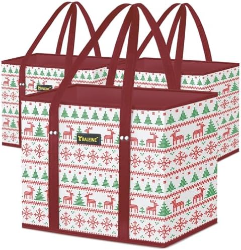 BALEINE 3PK Reusable Grocery Bags, Heavy Duty Shopping Tote Bag by BALEINE