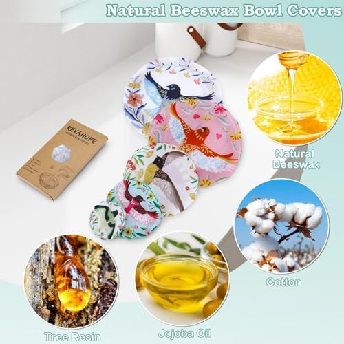 5Pcs Reusable Beeswax Elastic Bowl Covers for Bread Proofing and Food Cover - Image 3