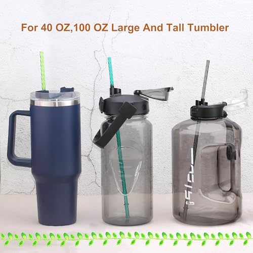 Dakoufish 13 Inch Long Reusable Clear Plastic Replacement Drinking Straws for 32 oz,40 oz & 100 oz Jar/Tumblers, Set of 12 Swirl Straws With Cleaning Brush (13inch,12color) - Image 4