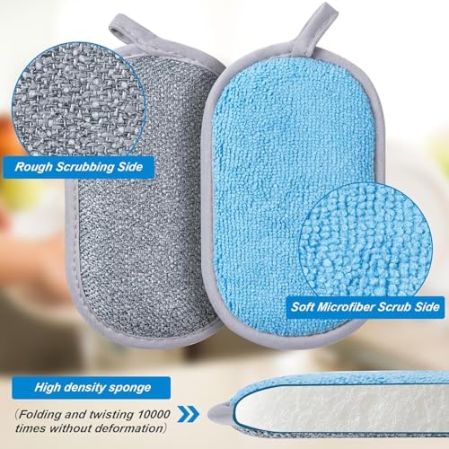 Non Scratch Scrub Sponge-6pack, Dual-Sided Sponges Kitchen(M, 3 Color) - Image 2