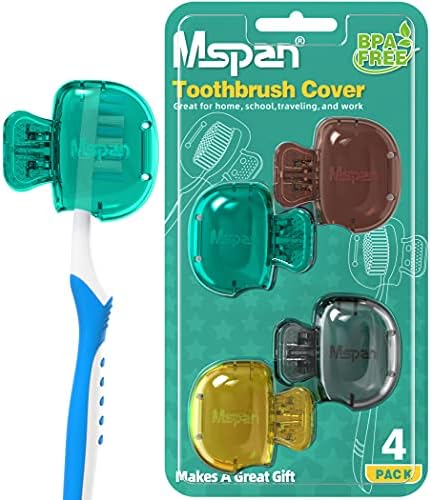 Mspan Toothbrush Protector Travel Cover: Brush Head Cap Cute Clip Case Bulk Guard - Oral Care Accessories Pod for Kids Adults by Mspan