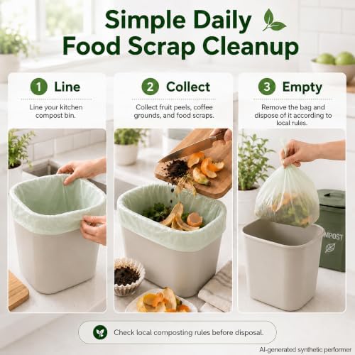 30 Count 6 Gallon Compostable Trash Bags for Kitchen Food Waste and Scraps - Image 2