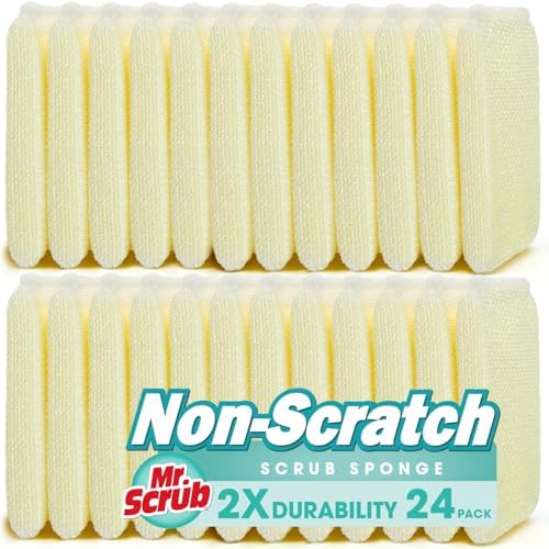 Sponges Kitchen Scrub Dish Sponge Scouring Pad, 24 Pads Cleaning Brush Dishwasher Soap Supplies, Dishwashing Dinnerware Towels Sink Pan Pot Cloth Rags Holder Bathroom Bathtub by MrScrubCleaninghelpers