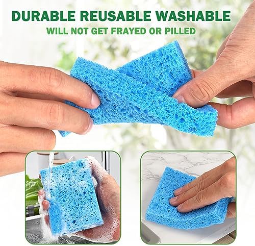 12 Counts Multipurpose Kitchen Sponges Pack Compostable Biodegradable Compressed Cellulose Sponges 18X Super Absorbent POP UP Eco Sponge for Household Use - Image 4