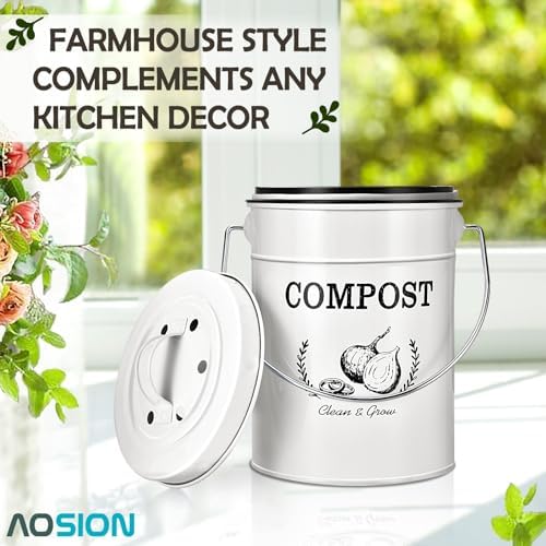 AOSION 1 Gallon Countertop Compost Bin for Kitchen with Lid,Odor Resistant - Image 6