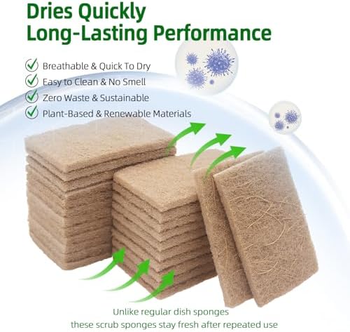 24 Pack Plant-Based Fiber Scrub Dish Sponge (graybrown) - Image 3