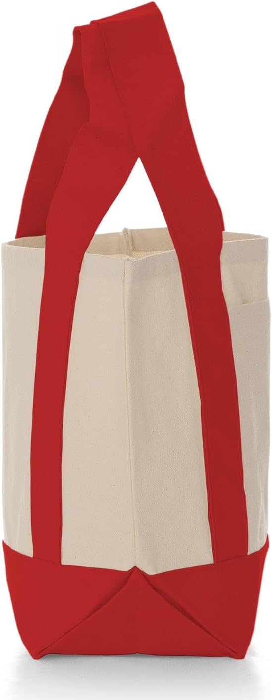12 Pack Mini Iconic Canvas Shopping Bags with Gusset – Reusable Eco-Friendly Tote Bags with Handles