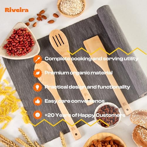 Riveira Maple Wooden Spoons for Cooking Set of 3 – Natural Maple Wooden Cooking Utensils, Wooden Spatula, Wooden Spoon - Premium Quality Utensil Set for Non-Toxic Cooking - Image 4