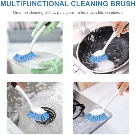 SetSail Dish Brush with Handle, 2 Pack Stiff Bristles Dish Scrubber with Built-in Scraper Dish Scrub Brushes for Cleaning Dishes, Pots and Pans, Kitchen Sink - Image 6