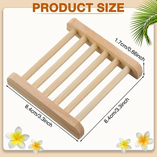 Amyhill 50 Pcs Bamboo Soap Dish Bulk Soap Holder Draining,Wooden Color - Image 2
