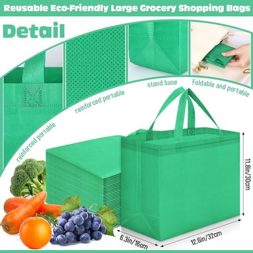 Windyun Reusable Grocery Bags Non Woven with Handles - Image 3