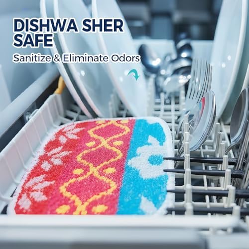 Amarelle GEN II Dish Washing Scrubbers (5-Pack), Made in Green Kitchen Scrubbers for Dishes, Non Scratch Pot & Pan Scrubber, Dual-Sided Heavy-Duty Scouring Pads, Reusable (Nordic Folk) - Image 7