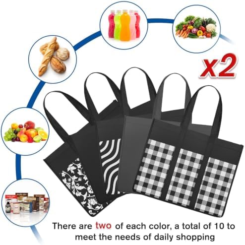Reusable Grocery Shopping Bags 10 Pack Large Foldable Tote Bags Bulk - Image 5