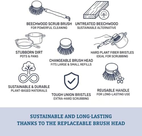 Redecker Dish Brush, Tampico Fiber, 1-1/2 Inch Round, Single – Wooden Dish Scrub Brush for Everyday Cleaning, Untreated Beechwood, Made in Germany - Image 6