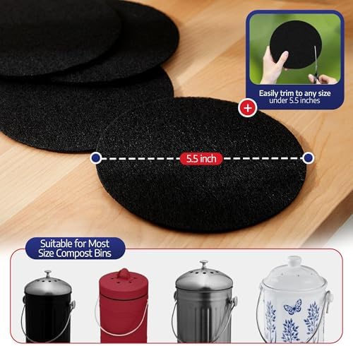 BioStrike Activated Carbon Filter Discs for Kitchen Compost Bin - Odor-Absorbing Charcoal for Compost Bucket - Natural Smell Eliminators (3 Count) - Image 4