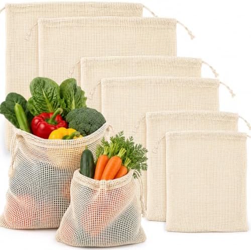 MAQIHAN Reusable Cotton Mesh Produce Bags - 6 Pack Mesh Storage Produce Bag by MaqiIhanCustomOfficial