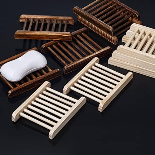 Ru S 10 Piece Home Bamboo Wood Soap Holder, Bathroom Wooden Soap Case, Hand Craft Bathtub Shower Dish Accessories (Charcoal and Wooden) - Image 6