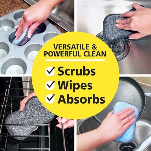 Original Scrub-N-Wipe Pad by Tuff-Scrub, 6-Pack, Microfiber, Multi-Surface, Non-Scratch, Dual-Sided, Scrubber for Dishes, Sinks, Non-Stick Cookware – Machine Washable, Durable Kitchen Sponge (Large) - Image 6