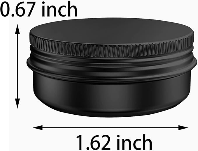 20 Pcs 0.5 Ounce Aluminum Tin Jars Containers Leak Proof Cosmetic Tin Jars Containers Round Screw Lids for Cosmetic, Salves, Balms, Lip Balm or Others, 15mL Black