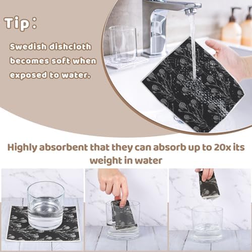 6 Pack Swedish Dishcloths for Kitchen,Swedish Rags Dish Towels with Clips - Image 3