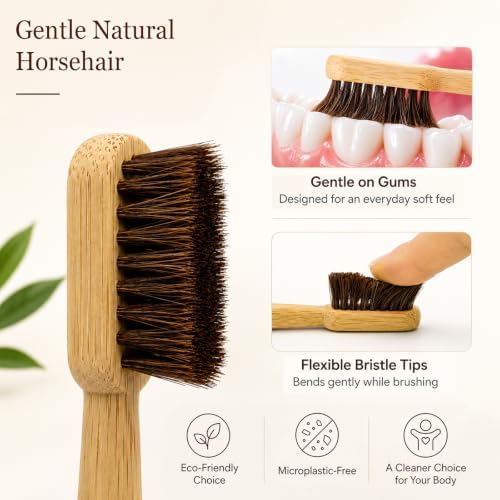 Horse Bristle & Bamboo Toothbrushes 6-Pack (Soft) - Image 6