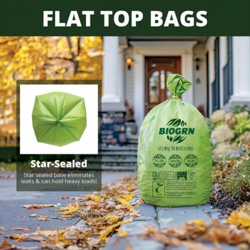 50-55 Gallon Compostable Trash Bags Food Waste Bags Liners with Flat-Top, Thick 2 Mil, 208.2 Liter, 12 Bags, Tall Kitchen Food Scrap Waste Bag, ASTM D6400, US BPI and OK Compost Home Certified - Image 3