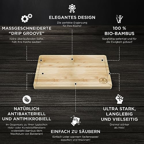 Deer & Oak Non Toxic 3-Piece Acacia Cutting Board Set with Stand, 2 Pack - Image 3