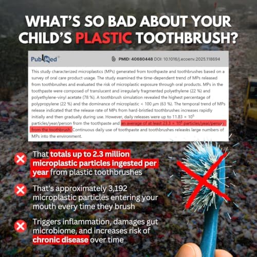 PRIMALS Kids Boar Bristle & Bamboo Toothbrush (4-Pack) - Healthy Boar Bristles - Zero Microplastics - Fully Biodegradable - Quick Dry Design - Image 5