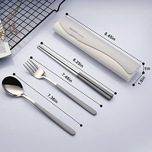 DEVICO Travel Utensils with Case, 4 Piece Portable Silverware Set for Work - Image 2