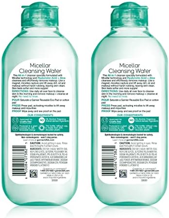Garnier Micellar Water with Hyaluronic Acid, Facial Cleanser & Makeup Remover, Hydrating and Plumping, For All Skin Types, Vegan, Cruelty Free, 13.5 Fl Oz (400mL), 2 Count - Image 2
