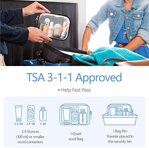 PACKISM Clear Makeup Bag Travel - TSA Approved Toiletry Bag, 3 Pack Black - Image 2