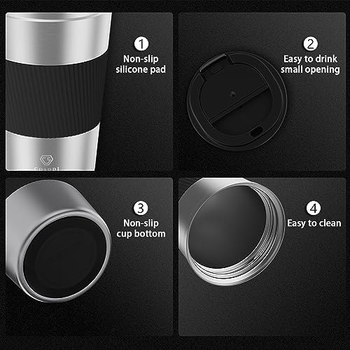 CS COSDDI 12 oz Coffee mug - Stainless Steel Coffee Cup with Leakproof Lid - Image 4