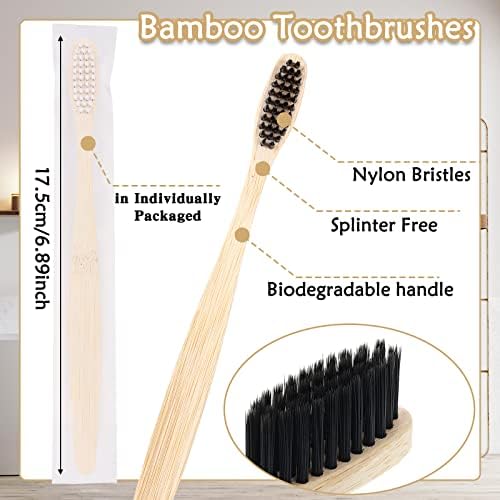 Vesici 400 Pcs Bamboo Toothbrushes Bulk, Black, White - Image 2