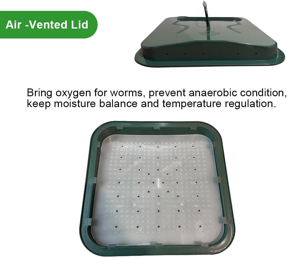 The Original VermiHut® Plus 5-Tray Worm Compost Bin – Indoor & Outdoor Vermicomposting System, Continuous Flow Food Waste Recycler for Organic Composting & Gardening - Dark Green - Image 3