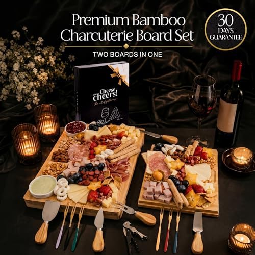 Bamboo Charcuterie Board gift Set, 12x15 in Cheese Board with 16 Accessories, Wine & Cheese Serving Platter, Gift for Housewarming, Wedding, Bridal Shower, Anniversary & Birthday for men and Women. - Image 3