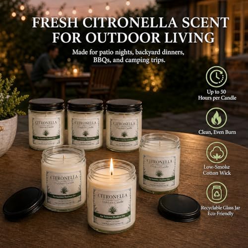Citronella Candles Outdoor - 6 Pack Soy Wax Citronella Candles - Image 3