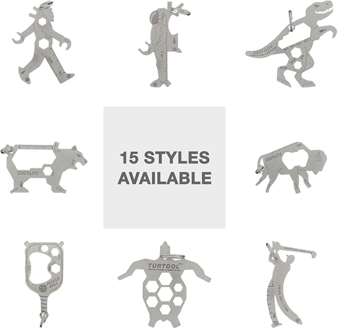 Keychain Multi-Tool | Zootility Tools | Allen Keys, Wrenches, Screwdrivers, Bottle Opener, and MORE. Stainless Steel, MADE IN USA (Hexalotl™ 11-in-1)