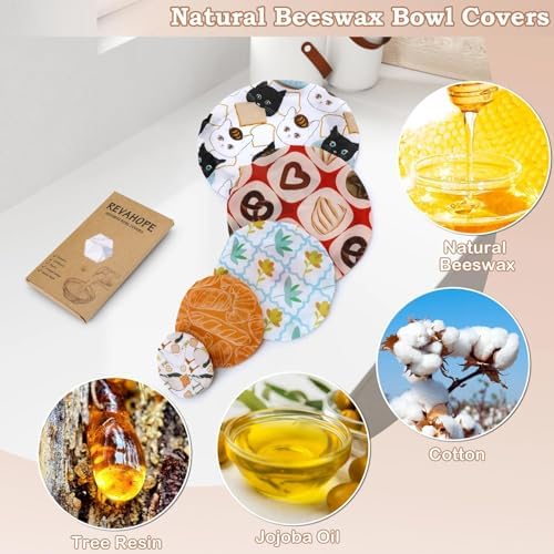5Pcs Reusable Beeswax Elastic Bowl Covers for Bread Proofing and Food Cover - Image 3
