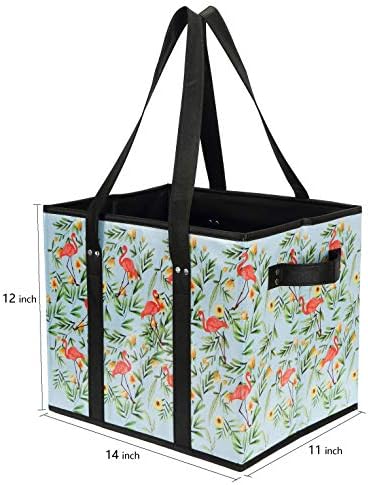 Foraineam Reusable Grocery Bags Set Durable Heavy Duty Tote Bag Collapsible Grocery Shopping Box Bag with Reinforced Bottom - Image 3
