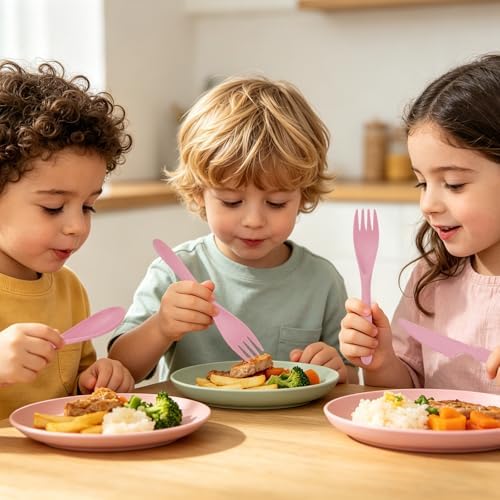 Zoyiancy 5 Sets Wheat Straw Cutlery Set, Reusable Flatware Set for Daily - Image 6