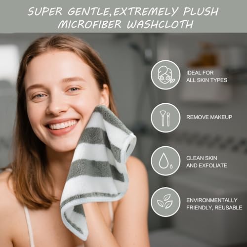 Microfiber Facial Cloths Fast Drying Washcloth 12x12inch Stripes 6 pack - Image 5