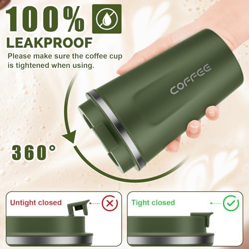 CS COSDDI 12 oz Coffee mug - Stainless Steel Coffee Cup with Leakproof Lid - Image 4