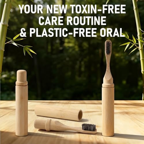 3 Pcs Foldable Bamboo Travel Toothbrush with Case, Horse Bristle - Image 6